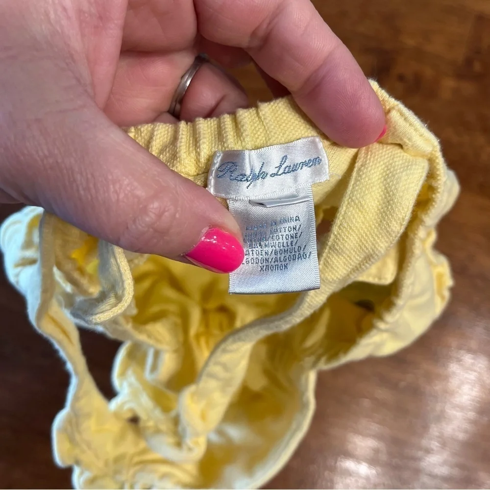 Ralph Lauren yellow 100% cotton ruffle butt romper size 6 months